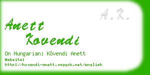 anett kovendi business card