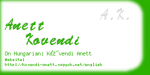 anett kovendi business card